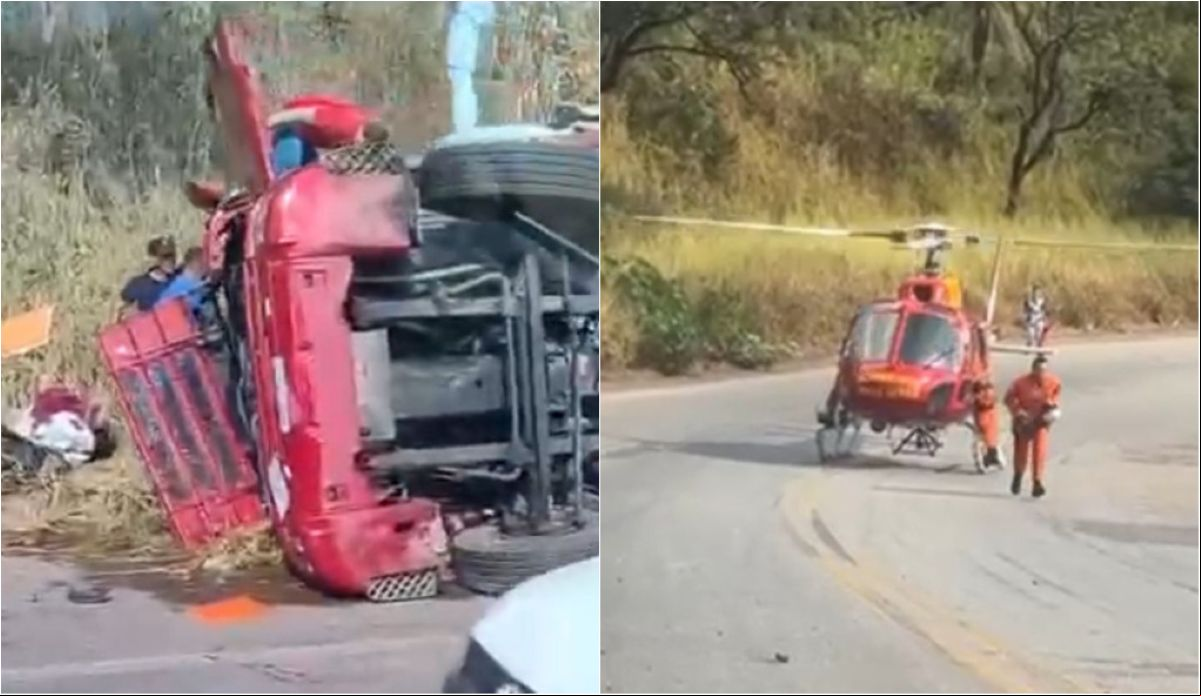 Acidente na BR-381 deixa motorista preso às ferragens em Caeté 