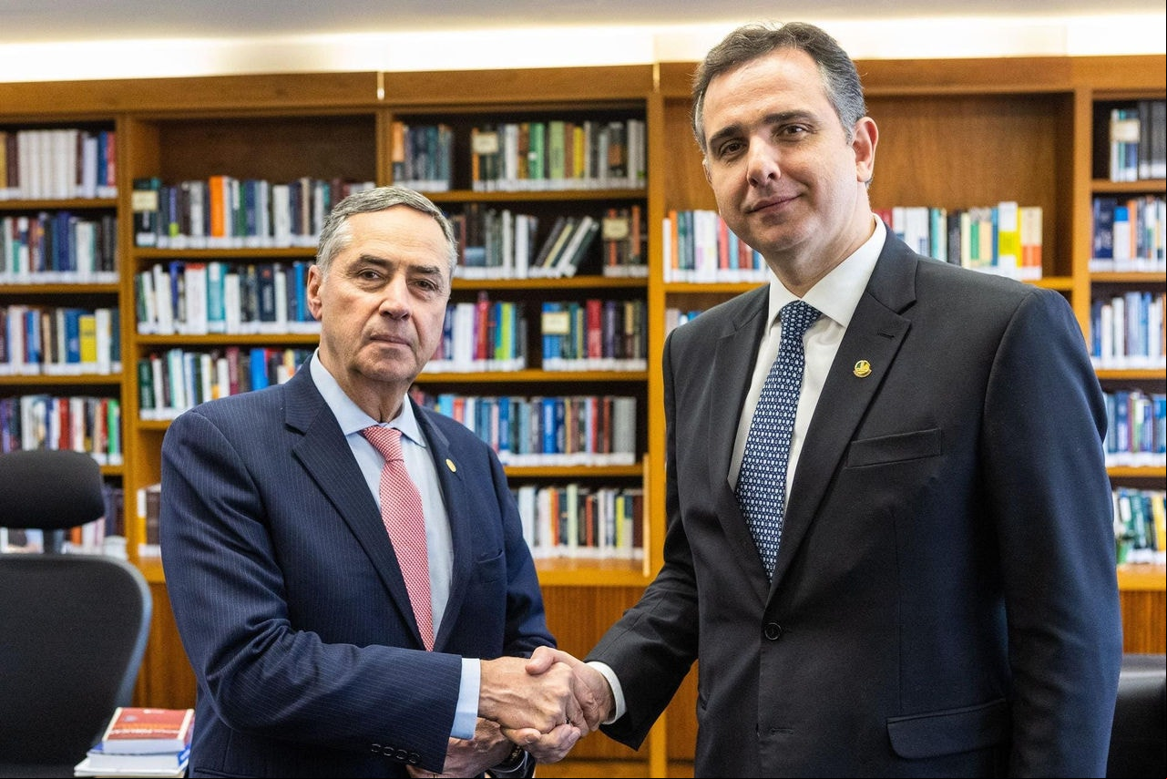 Ministro do STF, Roberto Barroso, e presidente do Senado, Rodrigo Pacheco